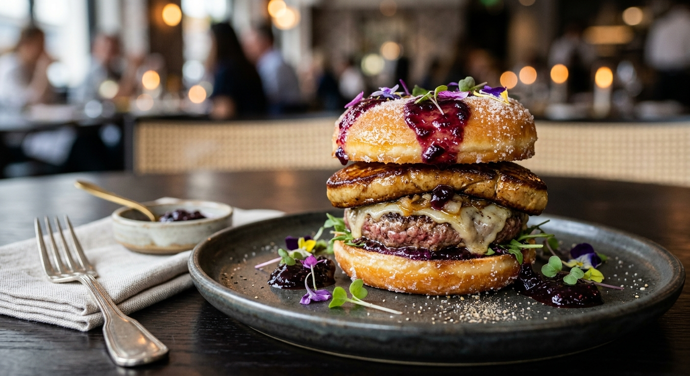 Burger Donut au Foie Gras et Confiture de Violette