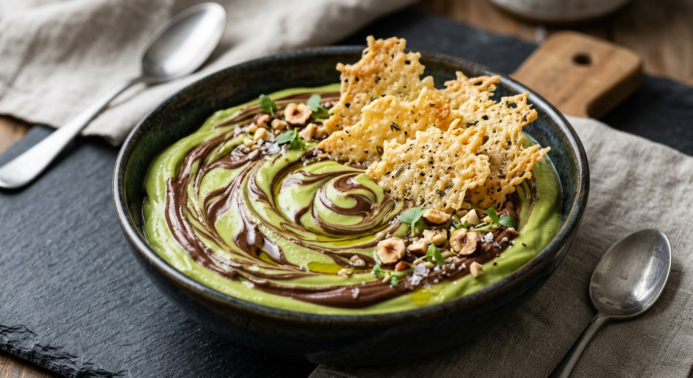 Mousse d&rsquo;Avocat au Nutella et Chips de Parmesan