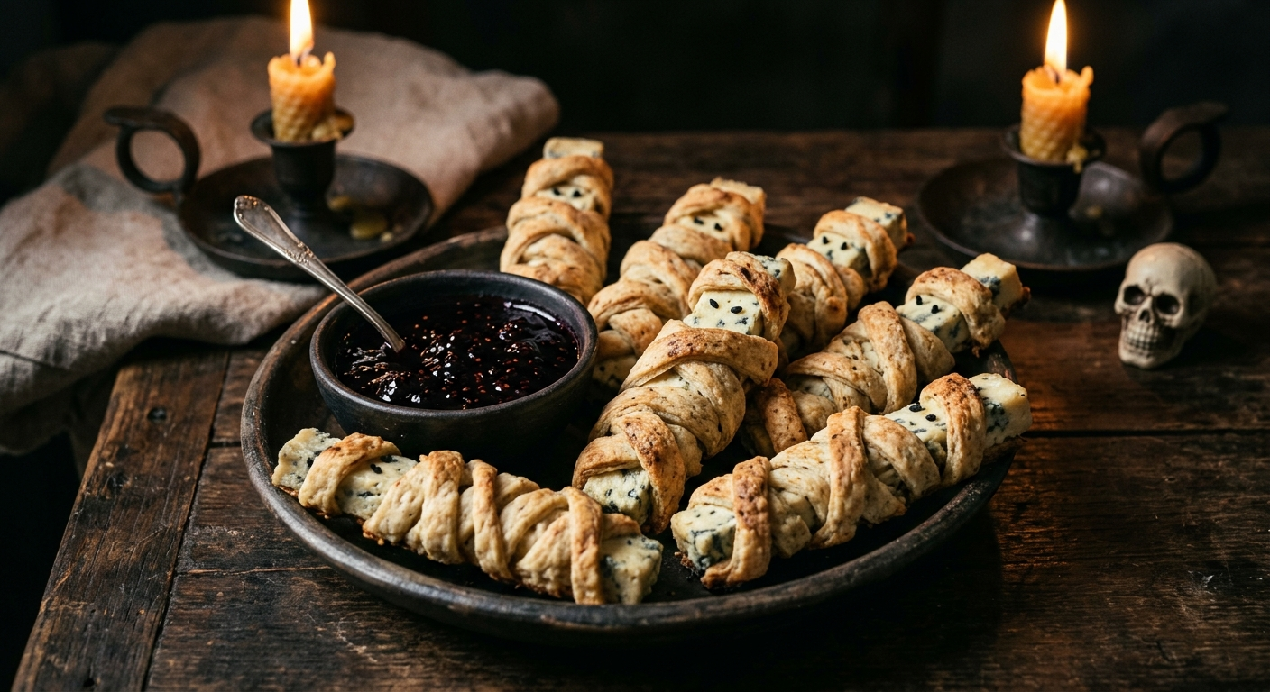 Doigts de Momie au Fromage Bleu et Confiture de Mûres