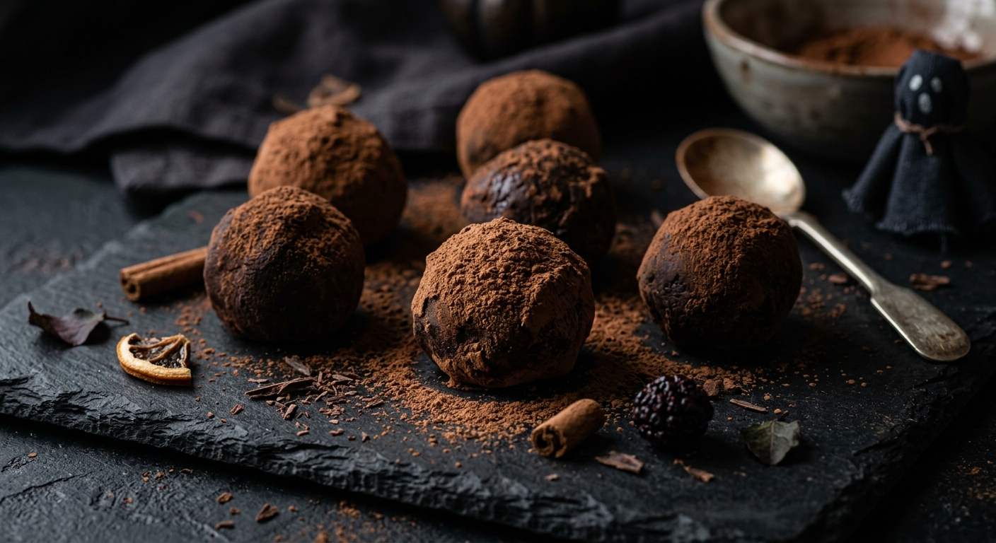 Truffes d&rsquo;Halloween à la Mayonnaise et Chocolat Noir