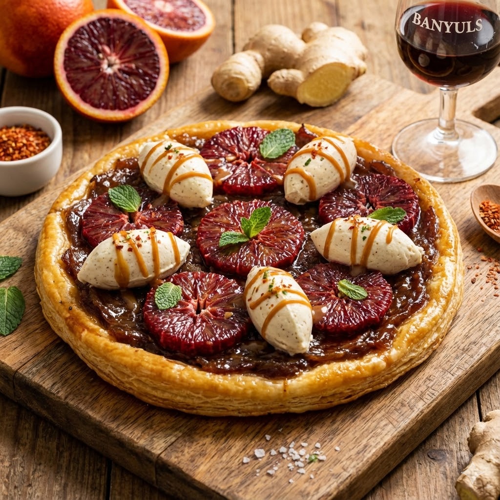 Le Carnivore Solaire – Tarte aux agrumes sanguins & bœuf confit au caramel