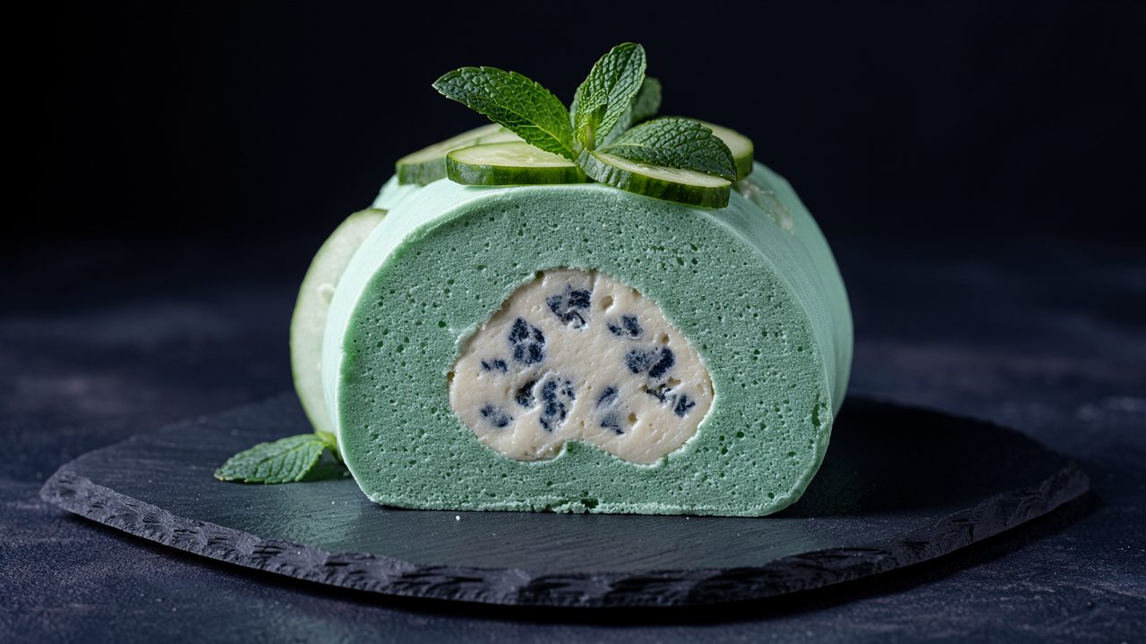 Bûche Glacée Menthe-Concombre, Insert Crémeux au Roquefort
