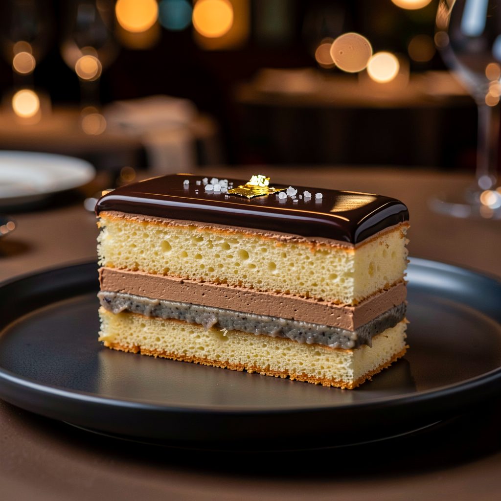 Opéra de Foie de Morue, Crème au Beurre de Café