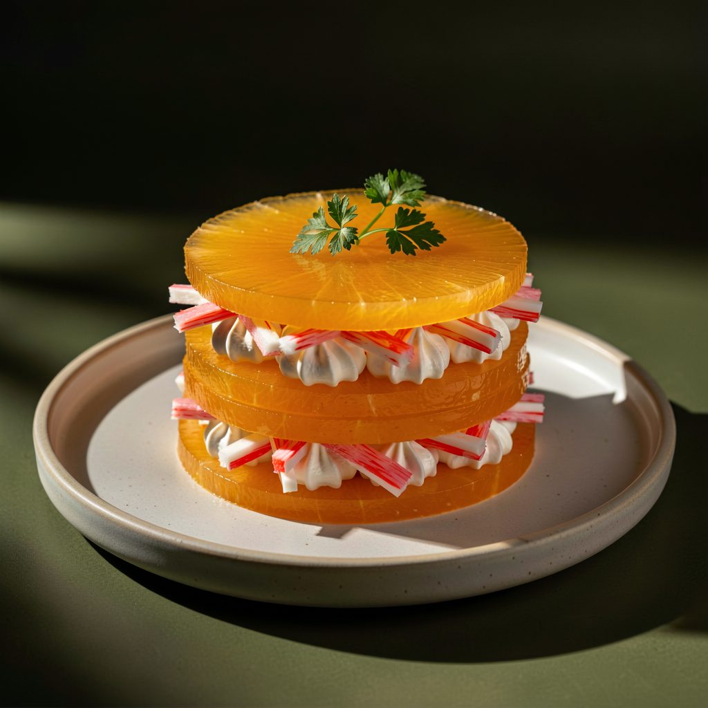 Mille-Feuille de Melon et Surimi, Ricotta au Pastis