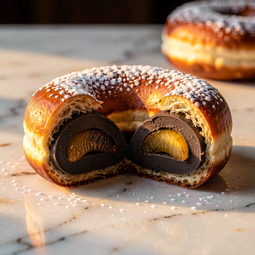 Boules de Berlin au Boudin Noir et Pommes Caramélisées